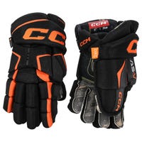 CCM Tacks AS-V Junior Hockey Gloves in Black/Orange Size 12in