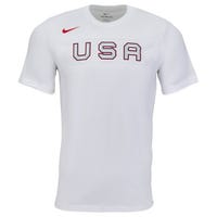 Nike USA Hockey Olympic Core Cotton Senior Short Sleeve T-Shirt in White Size Small