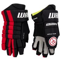 Warrior Alpha FR Junior Hockey Gloves in Black/Red Size 11in