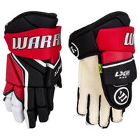 Warrior LX2 Pro Youth Hockey Gloves in Black/Red Size 8in