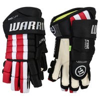 Warrior FR2 Pro Junior Hockey Gloves in Black/Red/White Size 11in