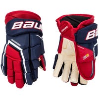 Bauer Supreme 3S Pro Intermediate Hockey Gloves in Navy/Red/White Size 12in