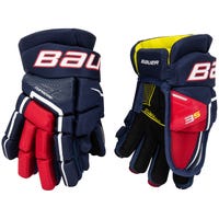 Bauer Supreme 3S Junior Hockey Gloves in Navy/Red/White Size 10in
