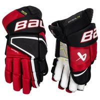 Bauer Vapor Hyperlite Senior Hockey Gloves in Black/Red Size 14in