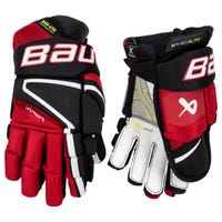 Bauer Vapor Hyperlite Intermediate Hockey Gloves in Black/Red Size 12in