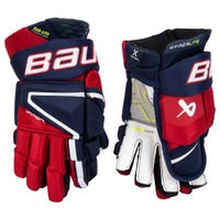 Bauer Vapor Hyperlite Intermediate Hockey Gloves in Navy/Red/White Size 12in
