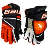 Bauer Vapor Hyperlite Intermediate Hockey Gloves in Black/Orange Size 12in