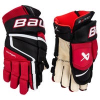 Bauer Vapor 3X Pro Intermediate Hockey Gloves in Black/Red Size 13in