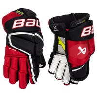 Bauer Vapor Hyperlite Junior Hockey Gloves in Black/Red Size 11in