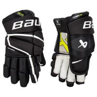 Bauer Vapor Hyperlite Junior Hockey Gloves in Black/White Size 10in