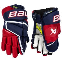 Bauer Vapor Hyperlite Junior Hockey Gloves in Navy/Red/White Size 10in