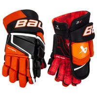 Bauer Vapor 3X Intermediate Hockey Gloves in Black/Orange Size 12in
