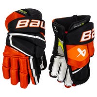 Bauer Vapor Hyperlite Junior Hockey Gloves in Black/Orange Size 10in