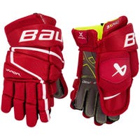 Bauer Vapor 3X Pro Junior Hockey Gloves in Red Size 10in