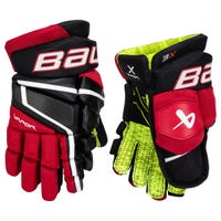 Bauer Vapor 3X Junior Hockey Gloves in Black/Red Size 10in