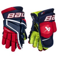 Bauer Vapor 3X Junior Hockey Gloves in Navy/Red/White Size 10in