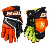 Bauer Vapor 3X Junior Hockey Gloves in Black/Orange Size 10in
