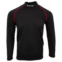 CCM Senior Athletic Fit Long Sleeve Shirt W/Integrated Non-BNQ Neck Protection in Black Size X-Large