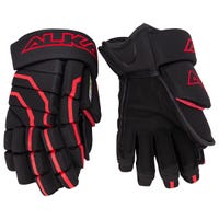 "Alkali RPD+ Visium Junior Hockey Gloves | Nylon in Black/Red Size 12in"