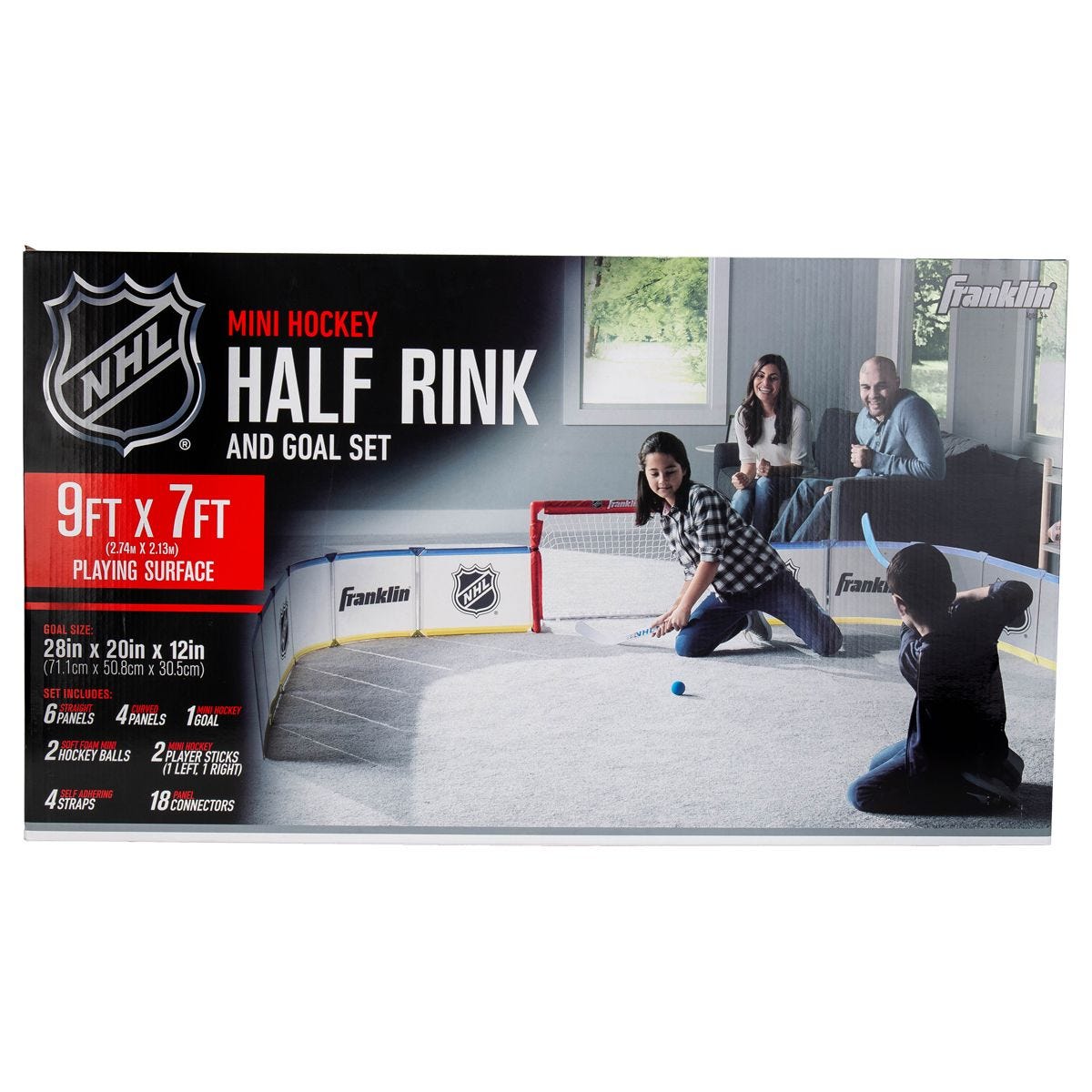 Franklin Sports Mini Hockey Rink Set - Half Rink Knee Hockey Goal, Mini  Sticks, and Ball Set - Indoor Mini Hockey Rink - Official NHL Licensed White