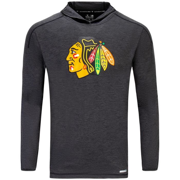 Men s Fanatics Black Chicago Blackhawks Authentic Pro Rink Lightweight Pullover Hoodie Size Small