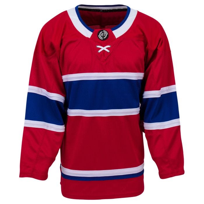 Monkeysports Montreal Canadiens Uncrested Junior Hockey Jersey in Red Size Goal Cut Junior